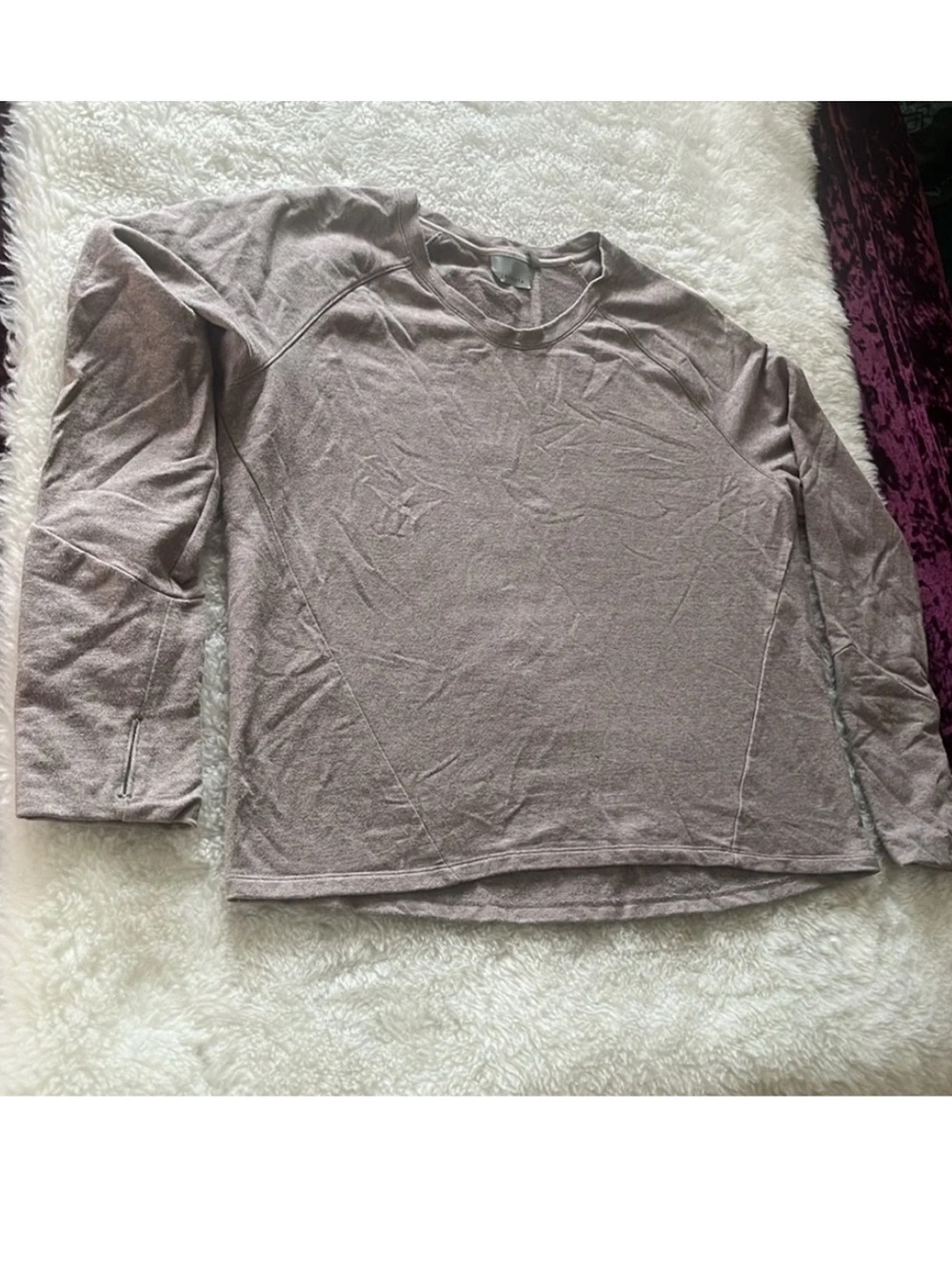 Athleta sweatshirt pale grey lavender marl rounded collar & hem size XLT